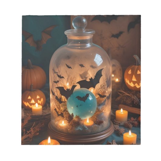 Bloc-note Chandelles Citrouilles d'Halloween Cute Éffrayant (Devant)