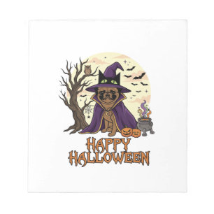 Bloc-note Chapeau de sorcière Pug Halloween joyeux Chaudron