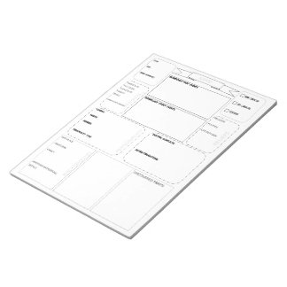 Bloc-note Character Sheet Notepad