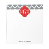 Bloc-note Charcoal, White Moroccan #5 Red 3 Initial Monogram (Devant)