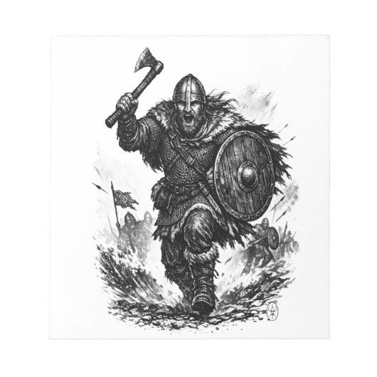 Bloc-note Charge de guerrier Viking - Bataille d'encre (Devant)