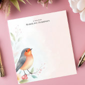 Bloc-note Charmant Oiseau Rougegorge Nom Personnalisé