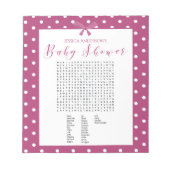 Bloc-note Charming Bright Rose Baby shower Mot Trouver Jeu (Devant)