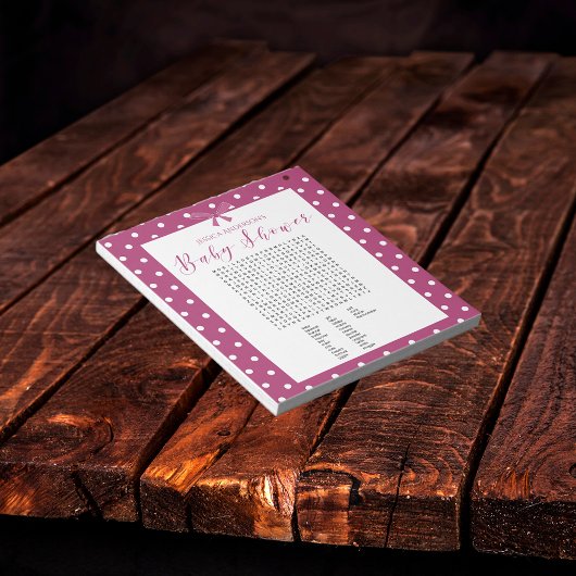 Bloc-note Charming Bright Rose Baby shower Mot Trouver Jeu