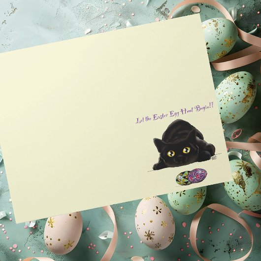 Bloc-note Chasse aux œufs de Pâques de chat noir Fête jaune