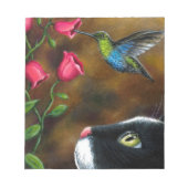 Bloc-note Chat 571 Tuxedo avec colibri (Devant)