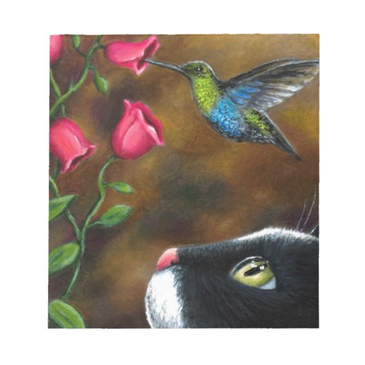 Bloc-note Chat 571 Tuxedo avec colibri (Devant)