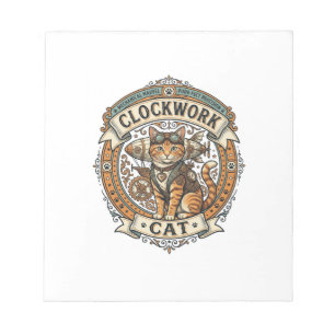 Bloc-note Chat à mécanisme Steampunk Vintage Art Vector Shi