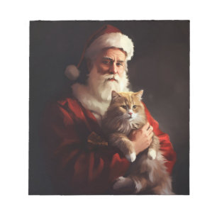 Bloc-note Chat angora turc Santa Claus Fête de Noël