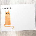Bloc-note Chat au gingembre orange personnalisé<br><div class="desc">Doté d'une amusante aquarelle orange ou chat gingembre,  parfait pour les amoureux des animaux. Modifiez le nom pour personnaliser. Art original de Nic Squirrell.</div>