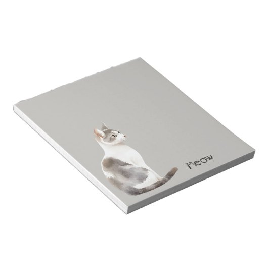 Bloc-note Chat Blanc Gris (Incliné)