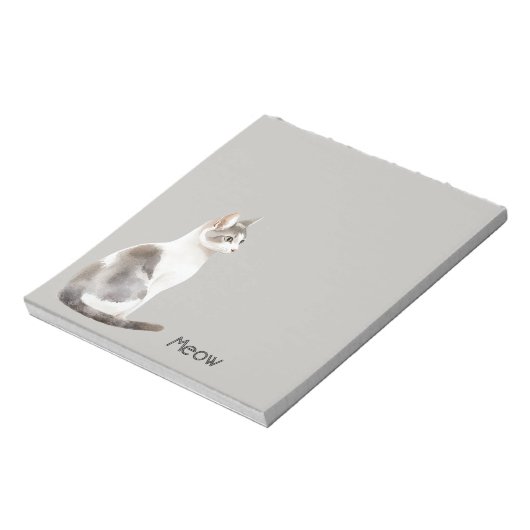 Bloc-note Chat Blanc Gris (Tourné)