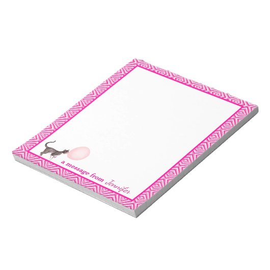 Bloc-note Chat Bubblegum rose avec message de bordure géomét (Tourné)
