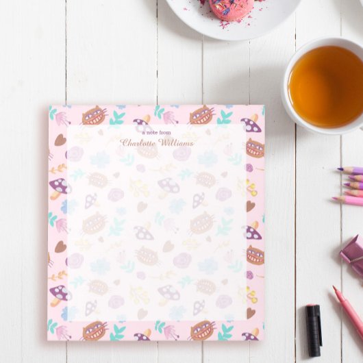 Bloc-note Chat Cheshire Joueur Floral Rose Nom du Motif