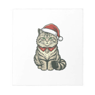 Bloc-note Chat de Noël Chapeau de Père Noël Dessin de Gravur