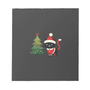 Bloc-note Chat de Noël Santa Arbre Vecteur