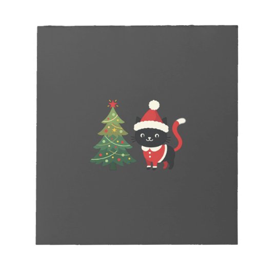 Bloc-note Chat de Noël Santa Arbre Vecteur (Devant)