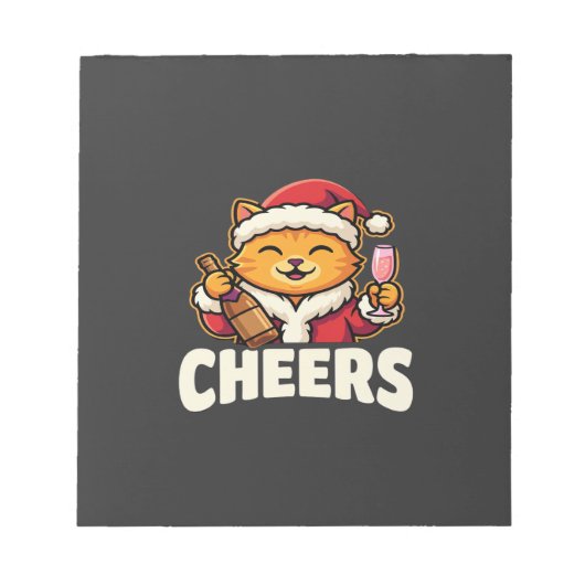 Bloc-note Chat de Noël se réjouit de la boisson des Fêtes (Devant)