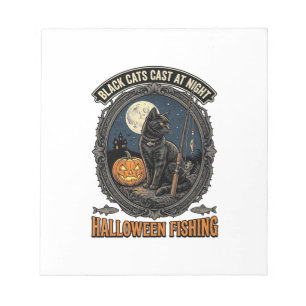 Bloc-note Chat de pêche Halloween Design de citrouille vinta