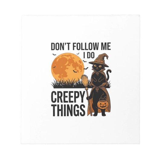 Bloc-note Chat d'Halloween Choses Effrayantes Sorcière Drôle (Devant)