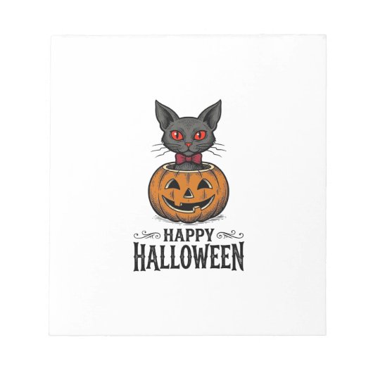 Bloc-note Chat d'Halloween Mignon Citrouille Vintage Épouvan (Devant)