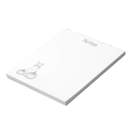 Bloc-note Chat Et Citrouille Simple Ligne Minimale Art Autom (Tourné)