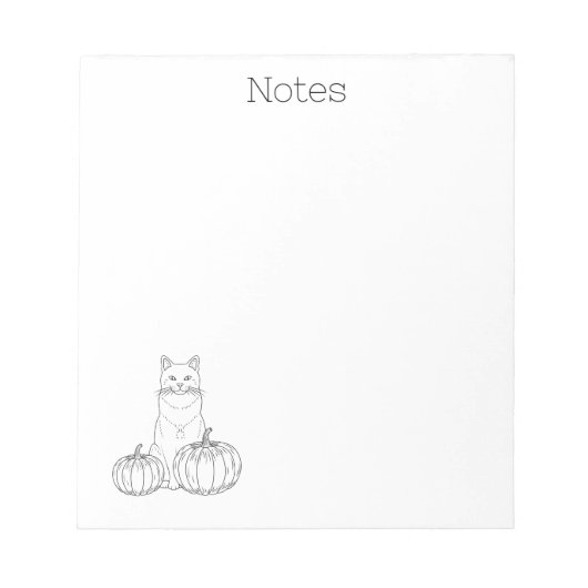 Bloc-note Chat Et Citrouille Simple Ligne Minimale Art Autom (Devant)