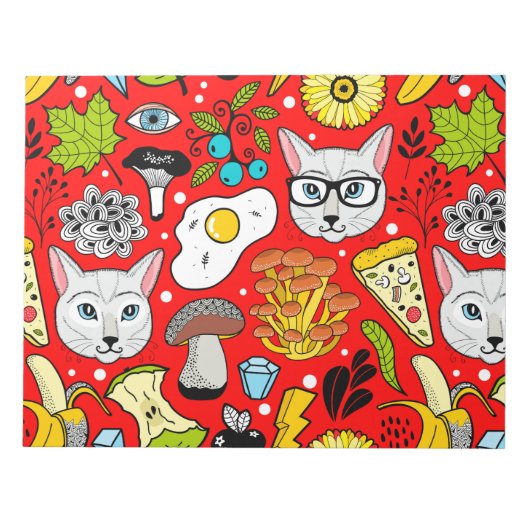 Bloc-note Chat et oeuf sur le rouge (Devant)