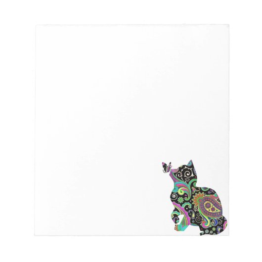Bloc-note Chat et papillon paisley (Devant)