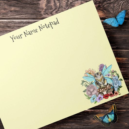 Bloc-note Chat féerique tabby pastel fantaisiste floral