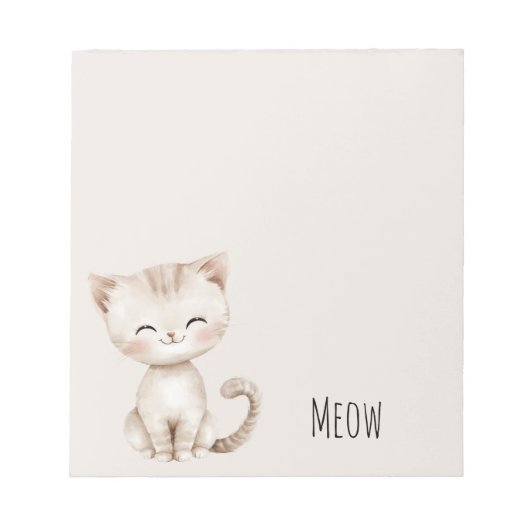 Bloc-note Chat heureux crème (Devant)
