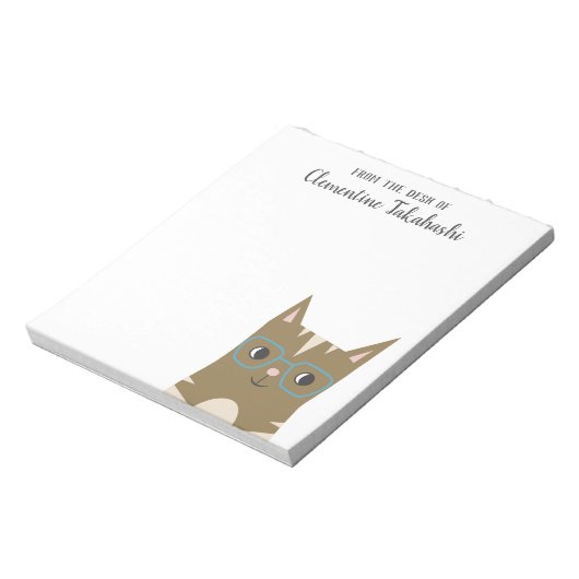 Bloc-note Chat Hipster Tabby | Ajouter Votre Nom (Tourné)