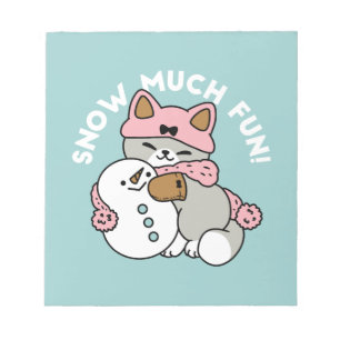 Bloc-note Chat mignon en Engin à neige avec Art Snowman