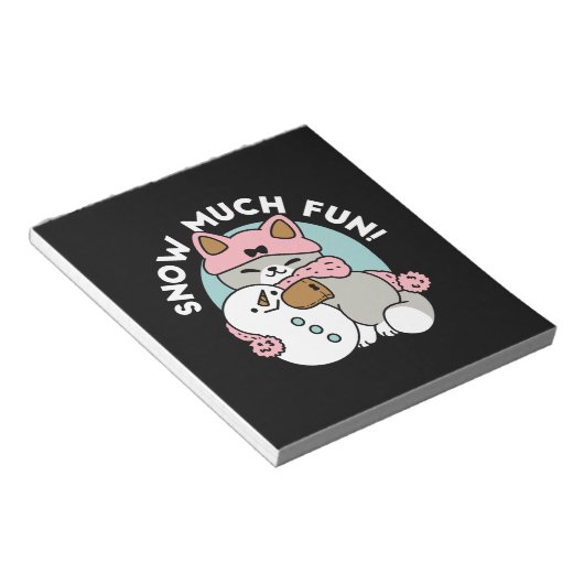 Bloc-note Chat mignon en Engin à neige avec Art Snowman (Incliné)