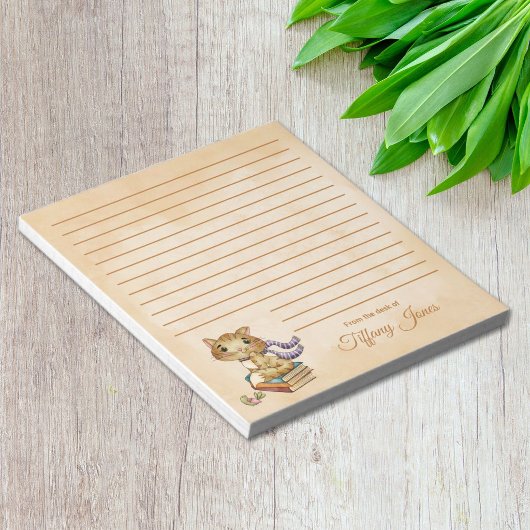 Bloc-note Chat mignon et livres