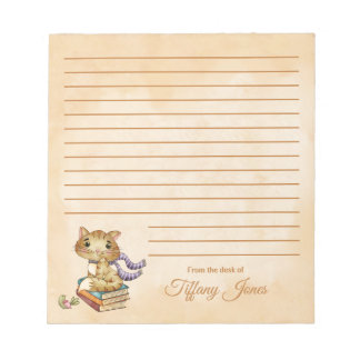 Bloc-note Chat mignon et livres