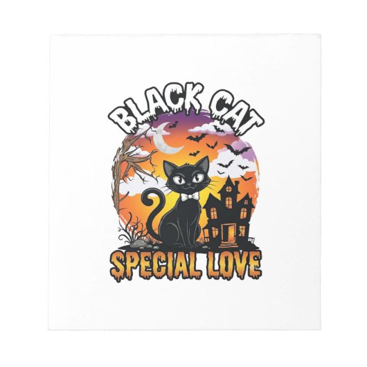 Bloc-note Chat Noir Amour Spécial Halloween Maison Hantée Ch (Devant)
