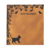 Bloc-note Chat noir avec chauve-souris, Happy Halloween (Devant)
