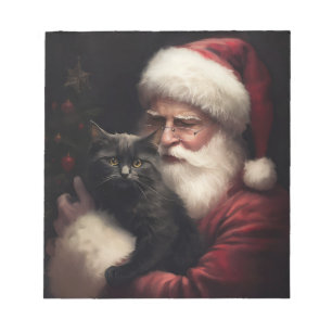 Bloc-note Chat Noir Avec Le Père Noël Noël Festif