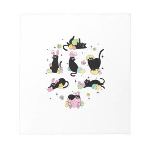 Bloc-note Chat Noir avec Œufs de Lapin Jour de Pâques Corres