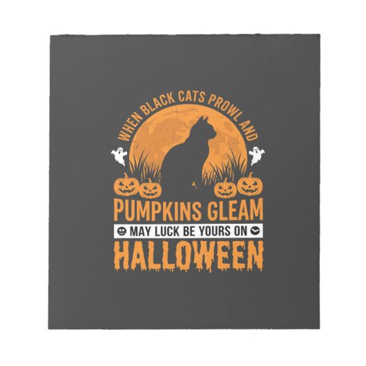 Bloc-note Chat noir citrouille lune design Halloween_1 (Devant)