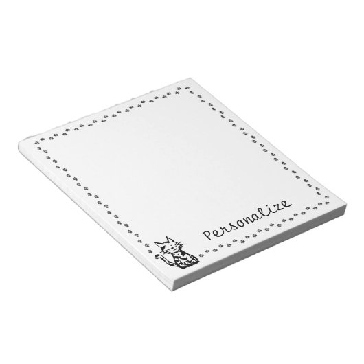 Bloc-note Chat noir et blanc avec bordure Paw (Incliné)