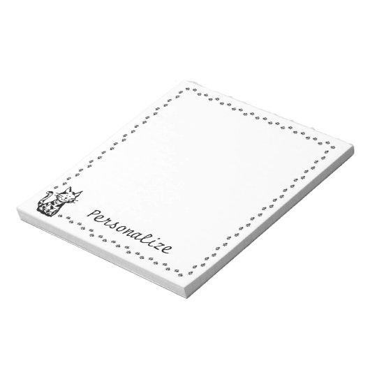 Bloc-note Chat noir et blanc avec bordure Paw (Tourné)