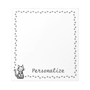 Bloc-note Chat noir et blanc avec bordure Paw