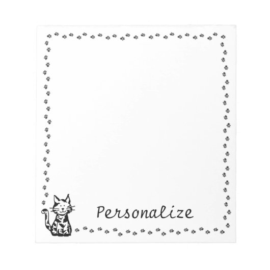 Bloc-note Chat noir et blanc avec bordure Paw (Devant)
