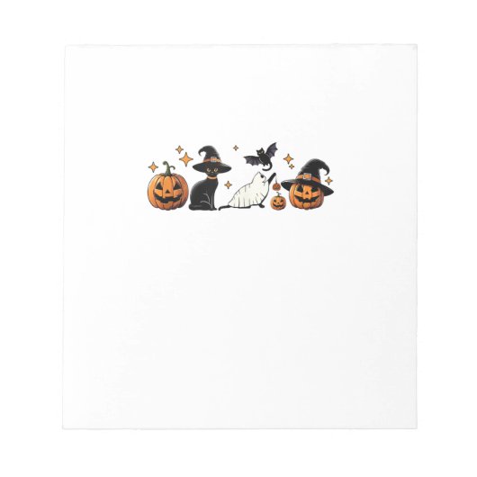 Bloc-note Chat Noir Halloween Citrouille Boo Fantôme Sorcièr (Devant)