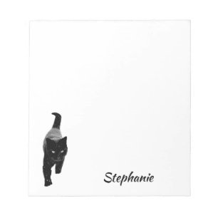 Bloc-note Chat noir mignon dans la neige Nom personnalisé