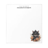 Bloc-note Chat noir mignon dans le Casquette d'une sorcière (Devant)