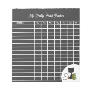 Bloc-note Chat noir mignon et fleur – Personnalisé