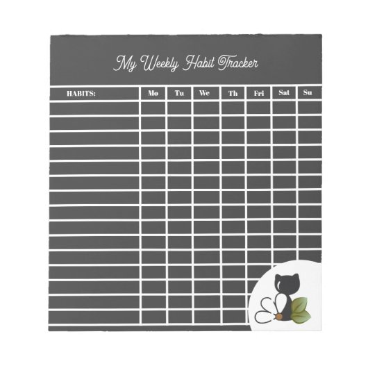 Bloc-note Chat noir mignon et fleur – Personnalisé (Devant)